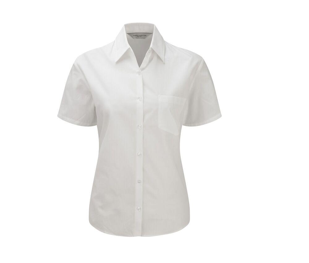 Russell Collection JZ37F - Ladies' Short Sleeve Pure Cotton Easy Care Poplin Shirt