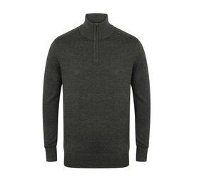 Henbury HY729 - zip neck sweater Grey Marl