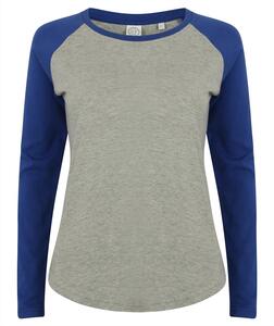 SF Women SK271 - Women's long-sleeved baseball T-shirt Heather Grey/ Royal