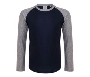 SF Mini SM271 - Kid's long-sleeved baseball t-shirt Oxford Navy / Heather Grey