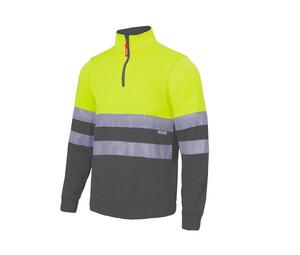 VELILLA V5701 - High visibility two-tone zipped sweatshirt Fluo Yellow / Grey