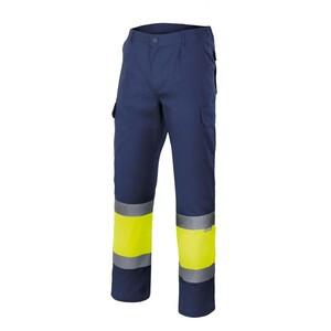 VELILLA VL157 - HIGH-VISIBILITY TWO-TONE PANTS Navy/Fluo Yellow