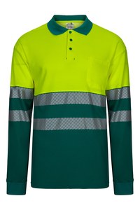 Velilla 305525 - RS LS TWO-TONE COTTON POLO GREEN/HI-VIS YELLOW