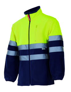 Velilla 183 - HV TWO-TONE FLEECE JACKET MARINE BLUE/HI-VIS YELLOW