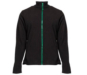 BLACK&MATCH BM701 - Women's zipped fleece jacket Black/ Kelly Green